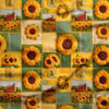 3 Boyutlu Ayçiçeği Bahçesi Patchwork Dijital Baskılı Kumaş