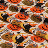 3 Boyutlu Cadı Kedileri ve Balkabakları Halloween Dijital Baskılı Kumaş