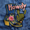 3 Boyutlu Howdy Western Denim Işıltısı 3'lü Pano Kumaşı