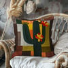 3 Boyutlu Patchwork Çölünün Çiçek Açan Dev Kaktüsü 3'lü Pano Kumaşı