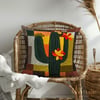 3 Boyutlu Patchwork Çölünün Çiçek Açan Dev Kaktüsü 3'lü Pano Kumaşı