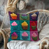 3 Boyutlu Renk Patlaması Cupcake'ler 3'lü Pano Kumaşı