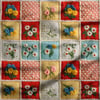 3 Boyutlu Renkli Çiçekler Patchwork Dijital Baskılı Kumaş