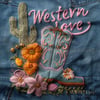 3 Boyutlu Western Love'ın Çiçekli Kovboy Çizmesi 3'lü Pano Kumaşı