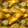 Altın Işıltılı Limon Bahçesi Dijital Baskılı Kumaş
