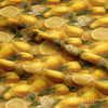 Altın Işıltılı Limon Bahçesi Dijital Baskılı Kumaş