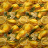 Altın Işıltılı Limon Bahçesi Dijital Baskılı Kumaş