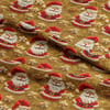Altın Işıltısında Tatlı Noel Babaları Dijital Baskılı Kumaş