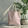Beyaz – Pudra Pembe 2,5 cm Çizgili Dijital Baskılı Kumaş