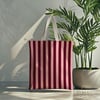 Bordo – Pudra Pembe 2,5 cm Çizgili Dijital Baskılı Kumaş