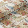 Çiçekli Kartpostal Desenli Dijital Baskılı Kumaş