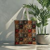 Gölge Tonlarda Patchwork Çiçek Harmanı Dijital Baskılı Kumaş