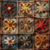 Gölge Tonlarda Patchwork Çiçek Harmanı Dijital Baskılı Kumaş