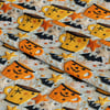 Halloween Balkabağı Kupaları ve Yarasalar Dijital Baskılı Kumaş