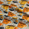 Halloween Balkabağı Kupaları ve Yarasalar Dijital Baskılı Kumaş