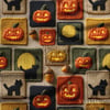 Halloween Patchwork Balkabakları Dijital Baskılı Kumaş
