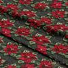 Karanlık Zeminde Kırmızı Çiçeklerin Yılbaşı Işıltısı – 3D Poinsettia Dijital Baskılı Kumaş