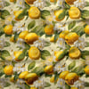 Kelebekli Limon Bahçesi Zarafeti Dijital Baskılı Kumaş