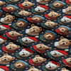 Kırmızı Bere ve Mavi Şapkalı Teddy Ayıcıklar Dijital Baskılı Kumaş