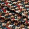 Kırmızı & Lacivert Tonlarda Teddy Ayıcıklar Dijital Baskılı Kumaş