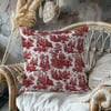 Kırmızı Masallar Toile de Jouy Dijital Baskılı Kumaş