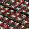 Kırmızı Zeminde Yılbaşı Kazaklı Teddy Ayıcıklar Dijital Baskılı Kumaş