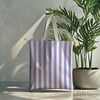Lila – Kırık Beyaz 2,5 cm Çizgili Dijital Baskılı Kumaş