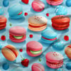Macaronlarla Tatlı Rüya Dijital Baskılı Kumaş