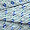 Mavi Tonlarında Geometrik Baklava Etnik Motif Desenli Dijital Baskılı Kumaş