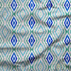 Mavi Tonlarında Geometrik Baklava Etnik Motif Desenli Dijital Baskılı Kumaş