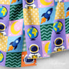Minik Astronotlar Patchwork Dijital Baskılı Kumaş