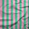 Mint Yeşili – Pudra Pembe 2,5 cm Çizgili Dijital Baskılı Kumaş
