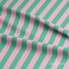 Mint Yeşili – Pudra Pembe 2,5 cm Çizgili Dijital Baskılı Kumaş