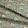 Mint Zeminli Krem Güller – 3 Boyutlu Vintage Dijital Baskılı Kumaş