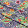 Mor Gecede Çiçek Senfonisi Dijital Baskılı Kumaş