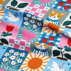 Mutluluk Kareleri Patchwork Dijital Baskılı Kumaş