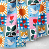 Mutluluk Kareleri Patchwork Dijital Baskılı Kumaş