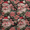 Nakış Dokulu Pembe Noel Baba Bahçesi – 3D Yılbaşı Dijital Baskılı Kumaş