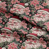 Nakış Dokulu Pembe Noel Baba Bahçesi – 3D Yılbaşı Dijital Baskılı Kumaş