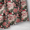 Nakış Dokulu Pembe Noel Baba Bahçesi – 3D Yılbaşı Dijital Baskılı Kumaş
