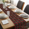 Örgü Karelerin Kırmızı Yılbaşı Çiçeği – 3D Poinsettia Dijital Baskılı Kumaş