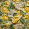 Örgü Limon Dilimlerinin Neşeli Dansı Dijital Baskılı Kumaş