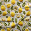 Örgü Limonların Neşeli Bahçesi Dijital Baskılı Kumaş