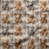Örgü Zeminde Renkli Teddy Ayıcıklar Dijital Baskılı Kumaş