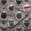 Pastel Baykuş Çemberi Dijital Baskılı Kumaş