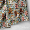 Pastel Kurabiye Bahçesi – 3D Gingerbread Dijital Baskılı Kumaş