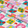 Pastel Patchwork Tavşan ve Meyveli Bahçe Dijital Baskılı Kumaş