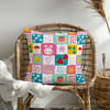 Pastel Patchwork Tavşan ve Meyveli Bahçe Dijital Baskılı Kumaş