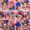 Pembe Çizgili Frida Bahçesi Dijital Baskılı Kumaş