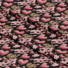 Pembe Işıltılı Kalplerin Leopar Dansı Dijital Baskılı Kumaş